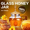 Bitbat Honey Pot 17oz Glass Honey Jar with Dipper, Wooden