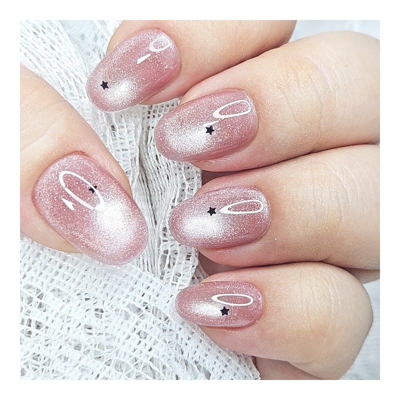 Round star magnet handmade nail tips - Short Square /