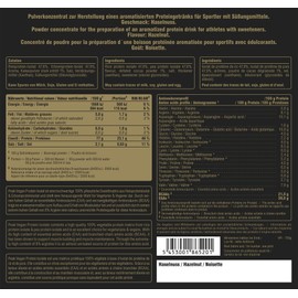 PEAK Vegan Protein - 750 g Flavour Hazelnut I 25 Servings I Powder I Vegetable Multicomponent Protein I Pea I Rice Protein I Muscle Building I Sweetness from Stevia I GMO-free