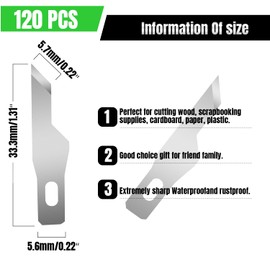 Qimoo 120 Pcs Exacto Knife Blades, #16 High Carbon Steel Hobby Knife Blade Refills Hobby Knife Replacement Blades for Craft, Scrapbooking, Stencil