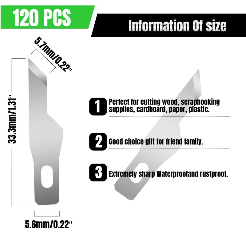 Qimoo 120 Pcs Exacto Knife Blades, #16 High Carbon Steel