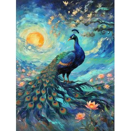 Miyahomy Diamond Painting Kits for Adults - Peacock Diamond Art Kits for Adults Beginner,DIY Colorful Animals Round Full Drill Paintings with Diamonds Gem Art for Adults Home Wall Decor 12x16inch