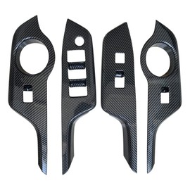 ruihe 4pc Carbon Fiber Color Automobile Door Window Control Panel Cover Molding Door Lock Switch Trim Fit for Toyota C-HR CHR 2018 2019 2020 2021 2022 North American Version (Low Version)