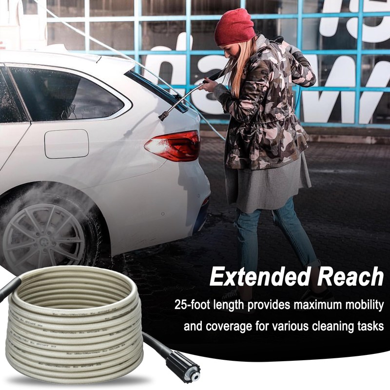 25-Foot Pressure Washer High Pressure Hose with m22 connector, Replacement