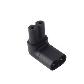 LBSC Figure 8 IEC 320 C7 to C8 90 Degree Up Down Angled Right Angle AC Adapter Extension, Black