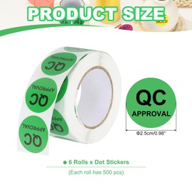 PATIKIL 1" QC Approval Labels, 6 Roll/3000 Pcs Inventory Quality Control Stickers Round Warehouse Management Organization Labels for Shipping Manufacturing Inspection, Green