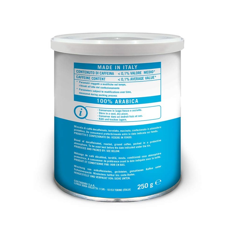 Caffè Costadoro Decaffeinated Ground Coffee Tin, 250 g