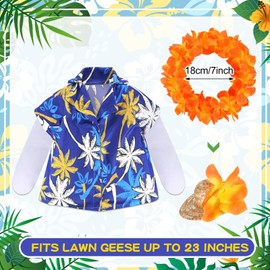 Ankysltuly Summer Goose Outfit Porch Goose Outfits for Lawn 23'' Plastic Goose Straw Hat and Hawaiian Luau Goose Clothes for Summer Hawaiian Luau Party Patio Outdoor Decor