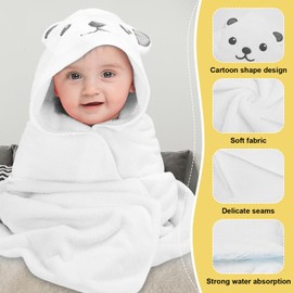 Guiqulai Hooded Baby Towels,Washcloth Set with Cute Design,Extra Thick and Absorbent, Baby Bath Towels Wrap for Boys or Girls,80 x 80cm (Yellow+Gray)