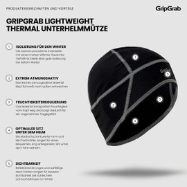 GripGrab Unisex Letvægts termisk Hi-vis hjelm hat Skull Cap, Schwarz, M (57-60 cm) EU