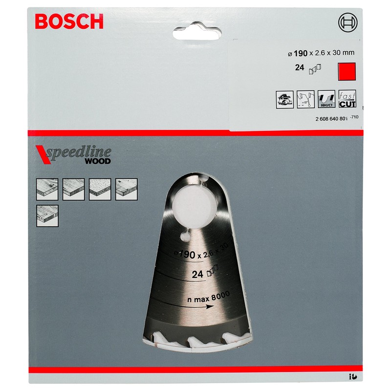 Bosch 2608640801 Speedline Wood Circular Hand Saw Blade, 190mm x