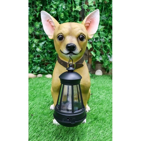 Ebros Picante Mexican Chihuahua Dog Decor Path Lighter Statue 12.5"Tall with Solar LED Light Lantern Lamp This Little Light of Mine