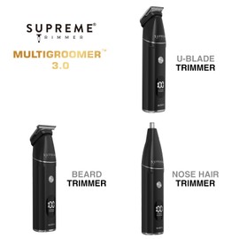Supreme Trimmer All-in-One Waterproof Multigroomer for Men | Beard, Body, Pubic & Nose Hair Trimmer Kit | No-Nick LCD Grooming Clippers, Rechargeable Full Body Shaver | SMG3030