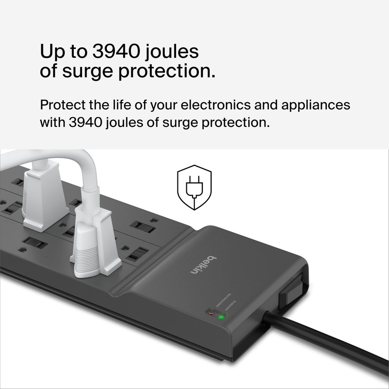 Belkin Power Strip Surge Protector with 8 Outlets, 6 ft