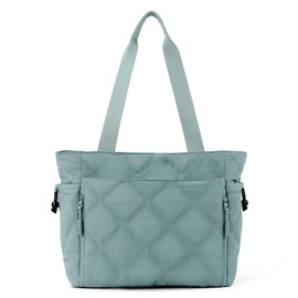 befen Tote Bag for Women Ladies Lightweight Puffy Totes Bag Quilted Shoulder Satchel Bags for Daily, Travel Green