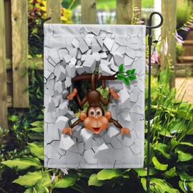Rashu Monkey Garden Flag Welcome House Flag Vertical Double Sided Seasonal Decorative Polyester Flag for Home Lawn Indoor Farmhouse Patio Yard Outdoor Decor 12X18 inch