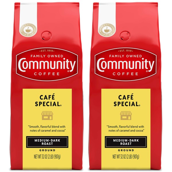 Community Coffee Café Special Blend 64 Ounce, Medium Dark Roast Ground Coffee, 32 Ounce (Pack of 2)