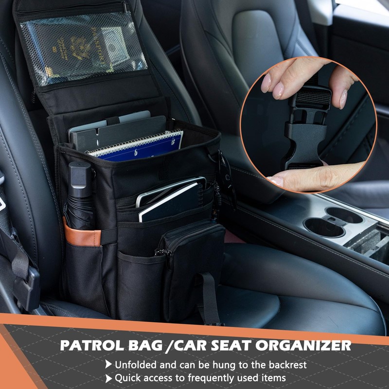 SPORJET Car Seat Organizer with Lid and Laptop Compartment (Fits