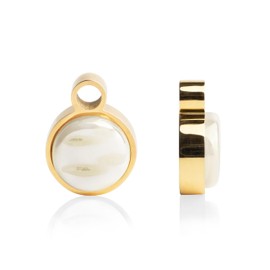 Gold Anhänger für Ohrringe in beige • Creolen Charm zum Wechseln • Edelstahl & recyceltes Glas • nachhaltiger Halbedelstein-Look • MIX AND MATCH