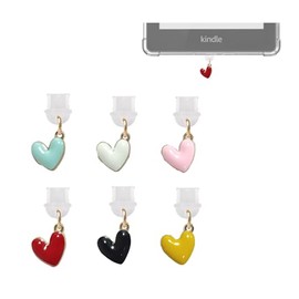 spansee - Juego de 6 dijes para polvo con forma de corazón compatibles con Kindle, enchufe micro USB,, Micro USB