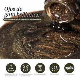 CHERIMOYA Esmalte de Uñas de Gel Ojos de Dorado Marrón Elegante 8ml