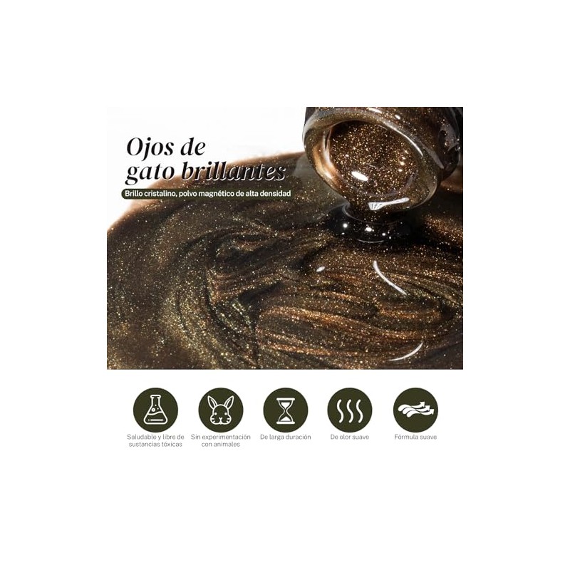 CHERIMOYA Esmalte de Uñas de Gel Ojos de Dorado Marrón