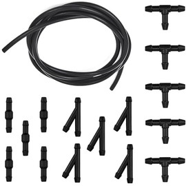 CTRICALVER Car Windshield Wiper Washer Fluid Hose Connector Splitter Complete Kit 5M Washer Hose with Hose Band 15pcs Black ITY Splitter Connector Black ITY15