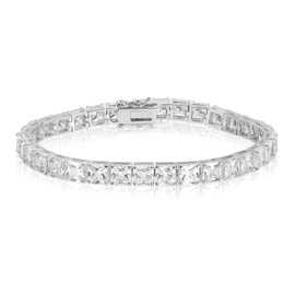 Gemsme 5 * 5mm Square Tennis Bracelet, 5mm 18K White Gold Plated Square Cubic Zirconia Tennis Bracelet for Women