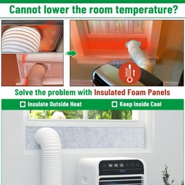 Forestchill Portable Air Conditioner Window Vent Kit with Insulation Foam Panels, Adjustable AC Vent Seal Kit with Mesh Guard for 5.9" Diameter Hose, Insulates Heat & Reduces Noise from Outside
