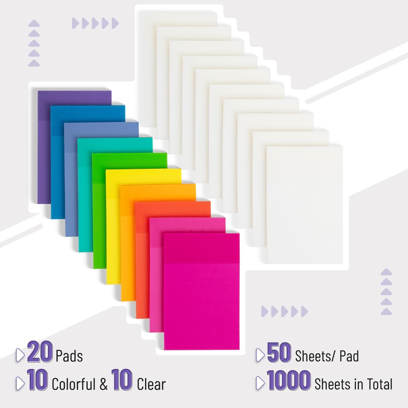Mr. Pen Mr. Pen- Transparent Sticky Notes, 3x2, 20 Pads,