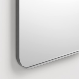 Better Bevel 24" x 36" Silver Metal Framed Mirror | Rectangle Bathroom Wall Mirror | Rounded Corner