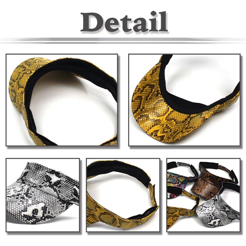 White Fang CZ307 Women's Sun Visor, Python Pattern, Golf, Running,
