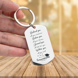 HOMEVAGE Graduation Gift For Son, Daughter, Him, Her Class 2024 - Congratulations GIft - Laser Engraved Keychain - Gift For Student From Mom, Dad, Grandma, Grandpa, College Graduation Gift