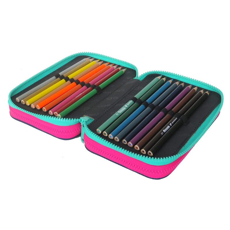 CoolPack XXL Pencil Case 3-Compartment School Pencil Case, Triple Pencil