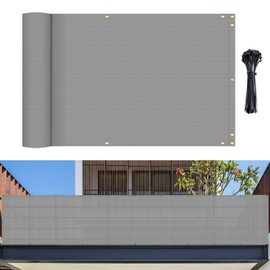Bynbbur 2.5' x 25' Balcony Privacy Screen Deck Privacy Fence Cover with Grommets UV Protection for Patio, Backyard, Porch, Deck, Cable Zip Ties Included (Light Grey)