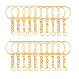 Key Chains Bulk,100Pcs Keychain Rings Metal Key Ring Gold Key Ring with Chain 25mm Open Jump Ring for Crafts and Jewelry Making (Style 1)