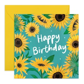 Sunflower Birthday Card – Vibrant Flowers – Cheerful Greeting for Friends, Him, Her, Women, Men, Besties, Colleagues, Coworkers, Officemate, Girlfriend, Mum, Family -Comes with Fun Stickers
