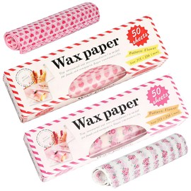 Sunch Craft 100 Sheets Wax Paper Sheets Heart & Rose Pattern Greaseproof Basket Liners Wrap Paper Sandwich Burger Chips Cookies Deli Paper Food Grade Baking Parchment 8.5 x 9.8 in