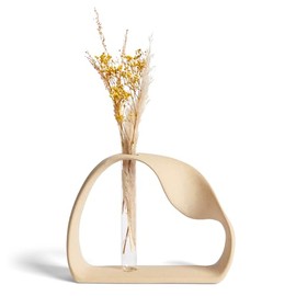 Amarcado - Jarrón de cerámica para decoración minimalista del hogar, florero de zacate de las Pampas bohemias, florero de tallo para mesa de centro, computadora de oficina, sala de estar, cocina,