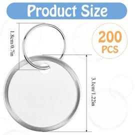 Lainballow 200 Pcs Metal Rim Key Tags, 1.22 inch Round Paper Tags, White Metal Rim Tags, Blank Key Labels with Metal Rings for Keys Luggage Backpack Sale Supplies Marking Label