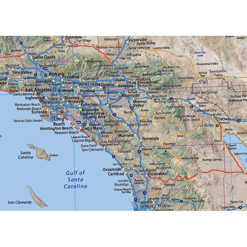 California and Nevada Physical Map - 23.4 x 33.1 Inches