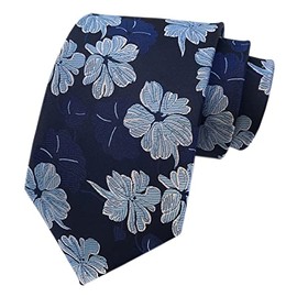 Elfeves Men's Navy Blue Silk Ties Banquet Cool Beautiful Neckties Gift Ideal for Husband