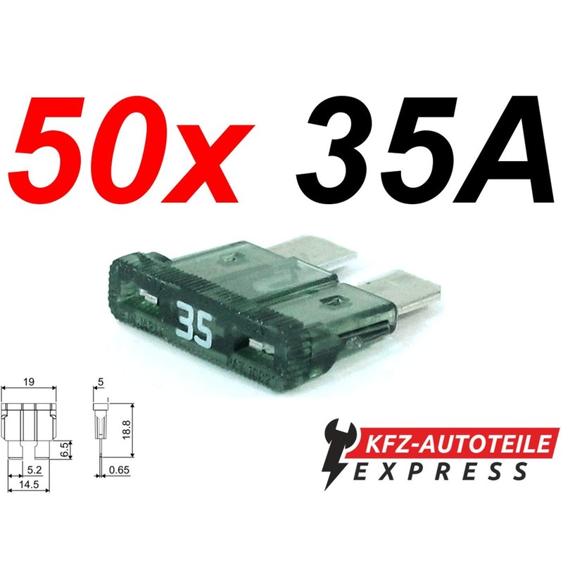 Car ATO Fuses Pack of 50 Blade Fuses TFT00 Set