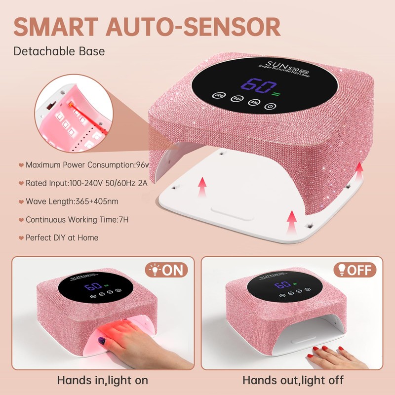 CHRISTINE SHELLY 96W UV LED Nail Lamp Cordless Nail Dryer
