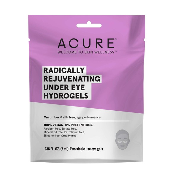 ACURE Radically Rejuvenating Under Eye Hydrogel Mask | 100% Vegan | Provides Anti-Aging Support | Cucumber & Silk Tree - Hydrates & Rejuvenates | 12 Count