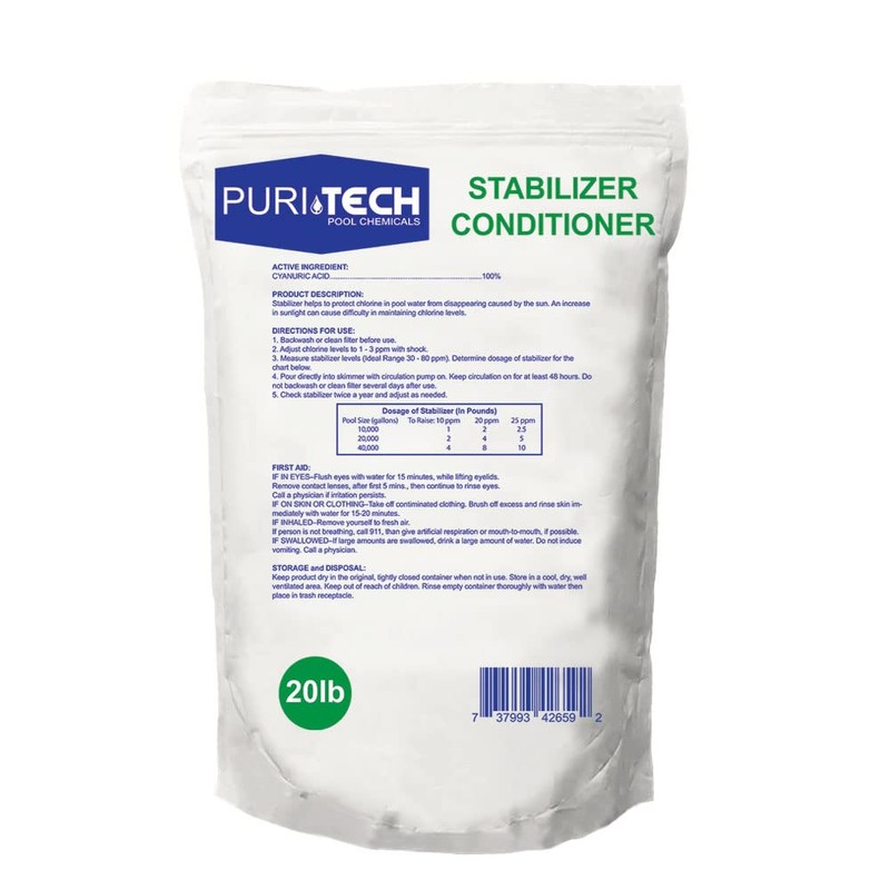 20 lbs Puri Tech Stabilizer Conditioner Cyanuric Acid UV Protection