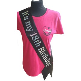 18 Birthay Sash - Black Its My 18th Birthday Sash - Beautiful Quality Black Ribbon and Holographic Silver Text