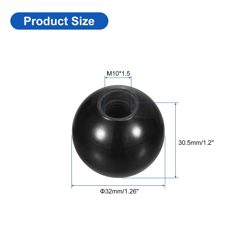 QUARKZMAN Threaded Ball Knobs, M10 Female Thread Phenolic Resin Thermoset