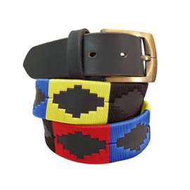 Carlos Diaz Mens Womens Premium Unisex Brown Leather Embroidered Designer Polo Belt (110 cm/ 42-44 Inches)