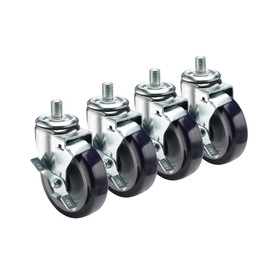 Krowne 28-147S Krowne Heavy Duty 3/4"-10 Threaded Stem Caster, Swivel with Brake, 5" Diameter, 3/4"-10 x 1" Threaded stem, 500 lbs per Caster Load Capacity (Set of 4)​​‌​‍​​‌‌​‌‌‍​​‌‌​‌‌‍​​‌‌‌​‍